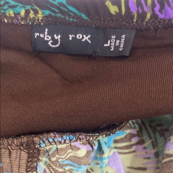 Vintage Y2K Ruby Rox Peacock Feather Halter Dress, Size L - Picture 5 of 8